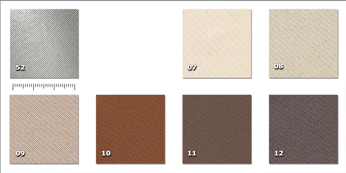 HSS - Shelter 07. ecru08. beige09. nocciola*10. marrone*11. marrone scuro*12. marrone bruciato*52. argento* ordine minimo  30 m