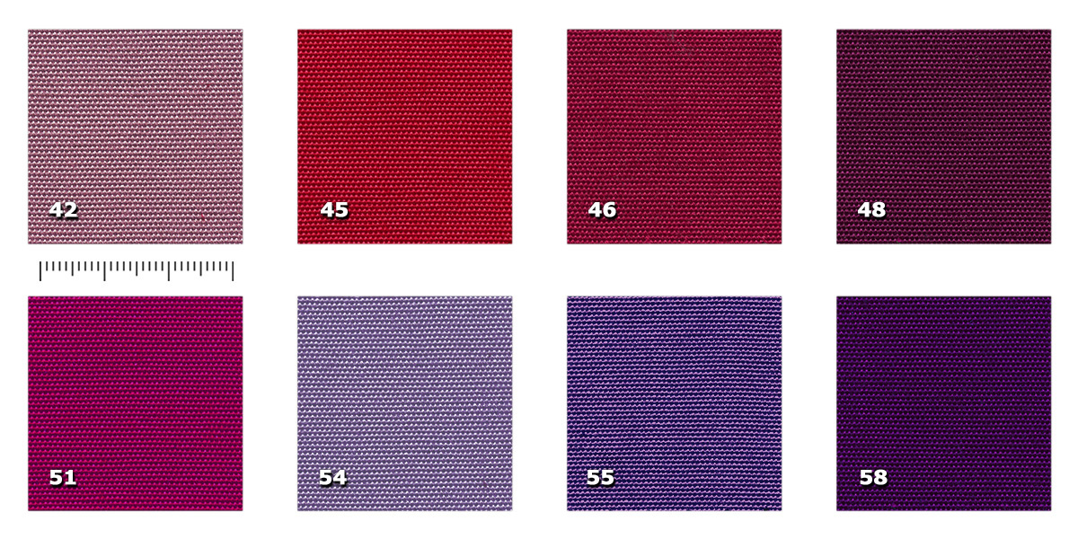 ARL - Light Reps 300 cm 42. rosa antigo45. vermelho46. ​​​​vermelho roxo48. borgonha51. fcsia54. roxo claro55. roxo58. ameixa